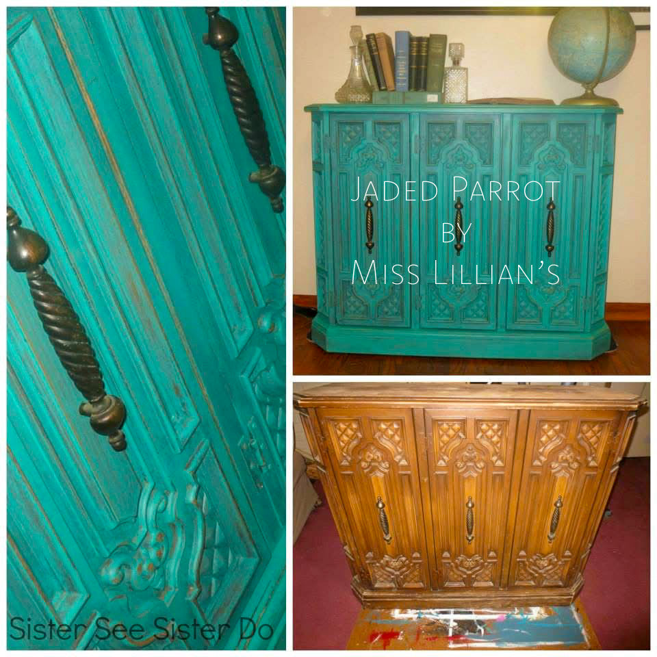 Jaded Parrot – vibrant teal green chalk style paint | Miss Lillian’s NO WAX Chock Paint Glowing Greens Collection