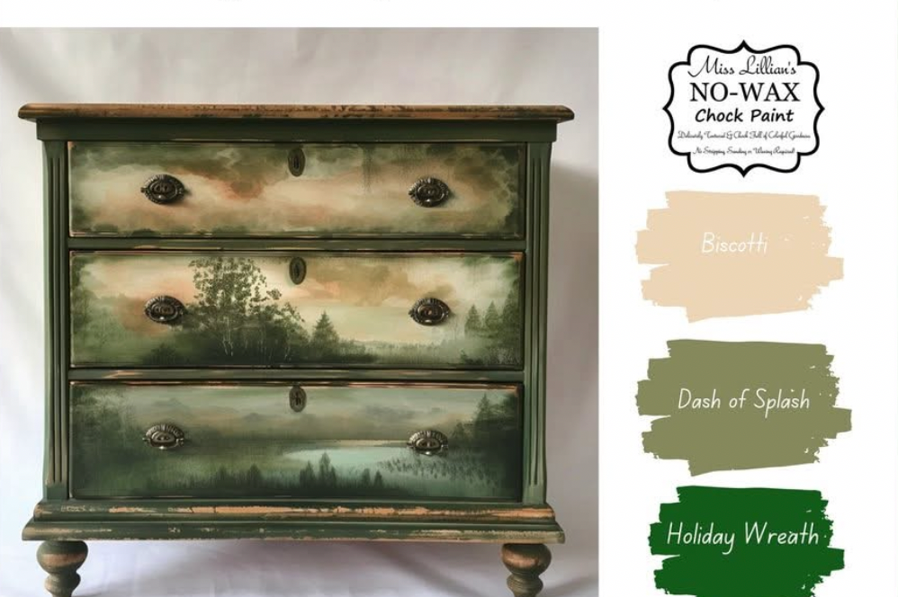 Holiday Wreath – Classic Evergreen Chalk Style Paint | Miss Lillian’s NO WAX Chock Paint Glowing Greens Collection