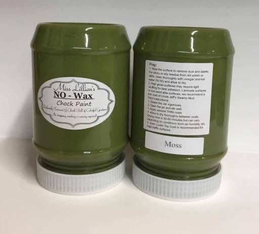Moss – Warm earthy olive green chalk style paint | Miss Lillian’s NO WAX Chock Paint Glowing Greens Collection