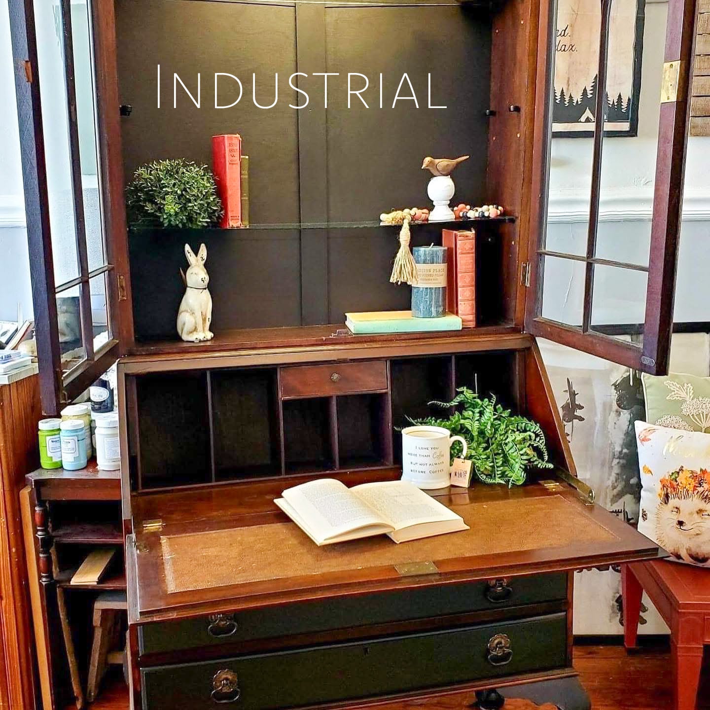 Industrial – deep graphite black chalk style paint | Miss Lillian’s NO WAX Chock Paint Bold Blacks & Browns Collection