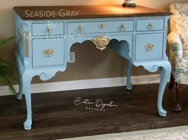 Seaside Gray – soft aqua gray chalk style paint | Miss Lillian’s NO WAX Chock Paint Gorgeous Grays Collection
