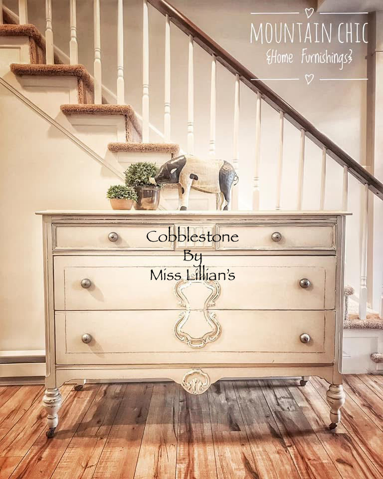 Cobblestone – warm stone gray-beige chalk style paint | Miss Lillian’s NO WAX Chock Paint Classic Creams & Whispering Whites Collection
