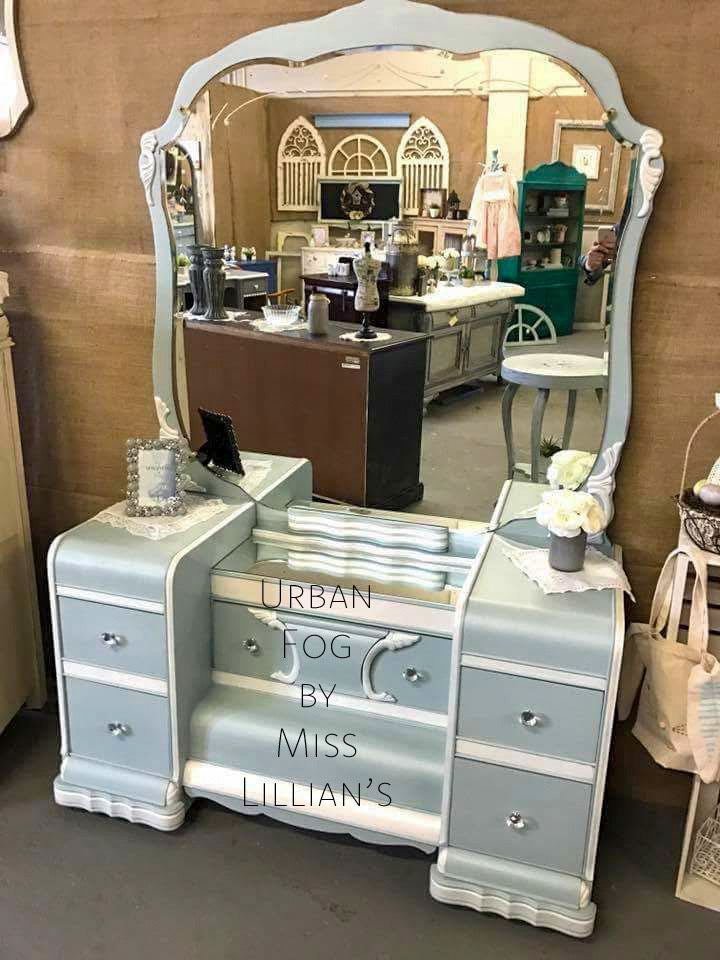 Urban Fog – Soft Misty Blue-Green Chalk Style Paint | Miss Lillian’s NO WAX Chock Paint Glowing Greens Collection