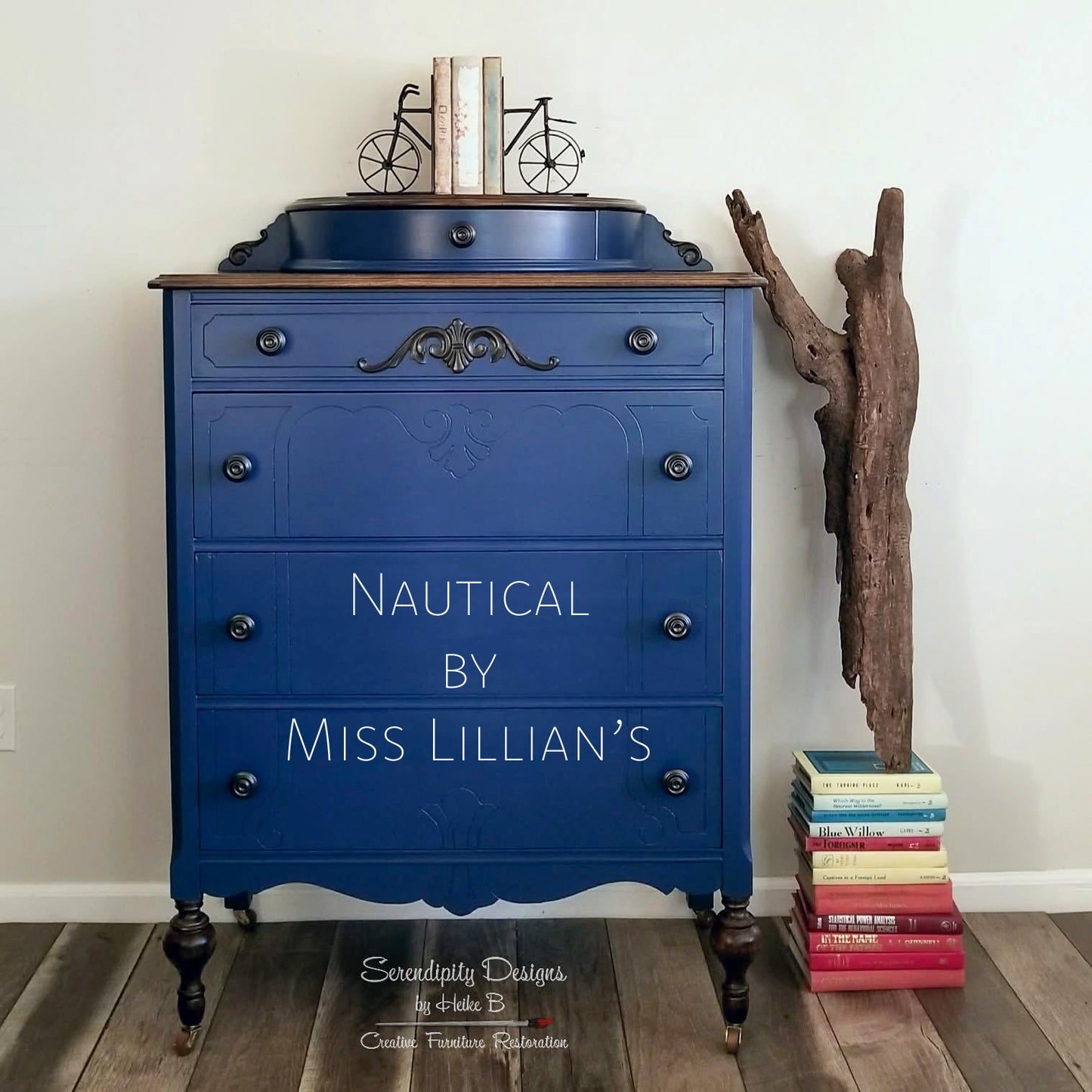 Nautical – Deep Navy Blue Chalk Style Paint | Miss Lillian’s NO WAX Chock Paint Beautiful Blues Collection