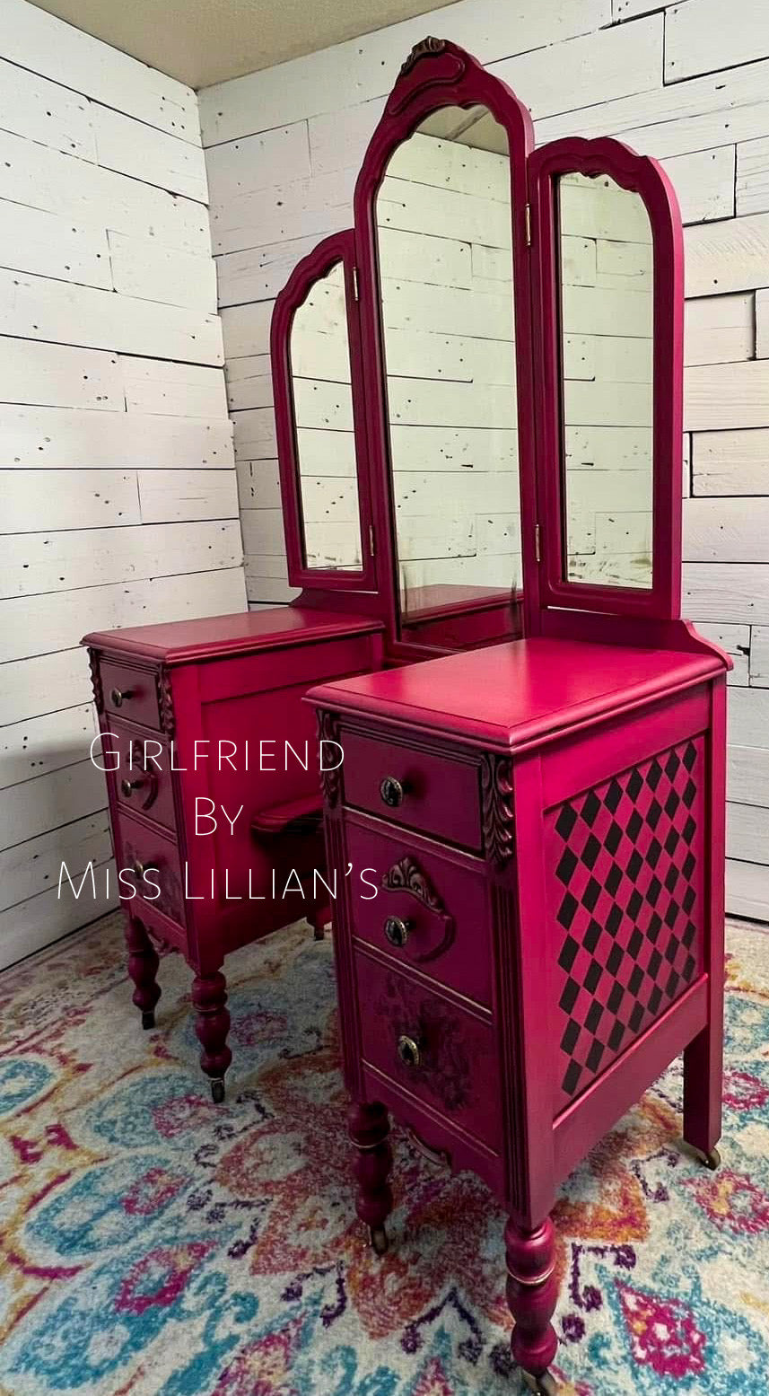 Girlfriend – Bold Vibrant Pink Chalk Style Paint | Miss Lillian’s NO WAX Chock Paint Perfect Pinks & Rich Reds Collection