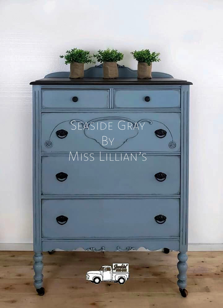 Seaside Gray – soft aqua gray chalk style paint | Miss Lillian’s NO WAX Chock Paint Gorgeous Grays Collection