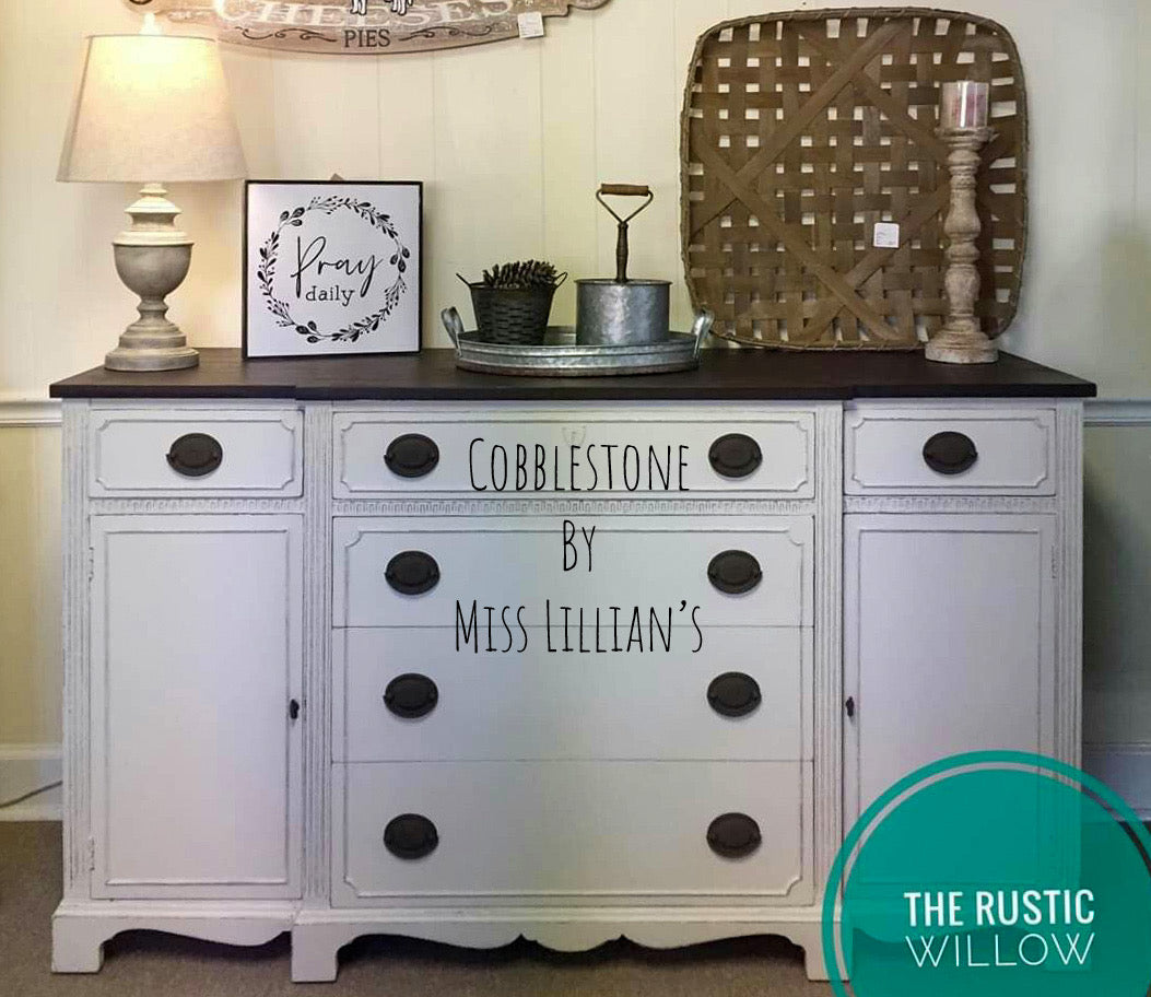 Cobblestone – warm stone gray-beige chalk style paint | Miss Lillian’s NO WAX Chock Paint Classic Creams & Whispering Whites Collection