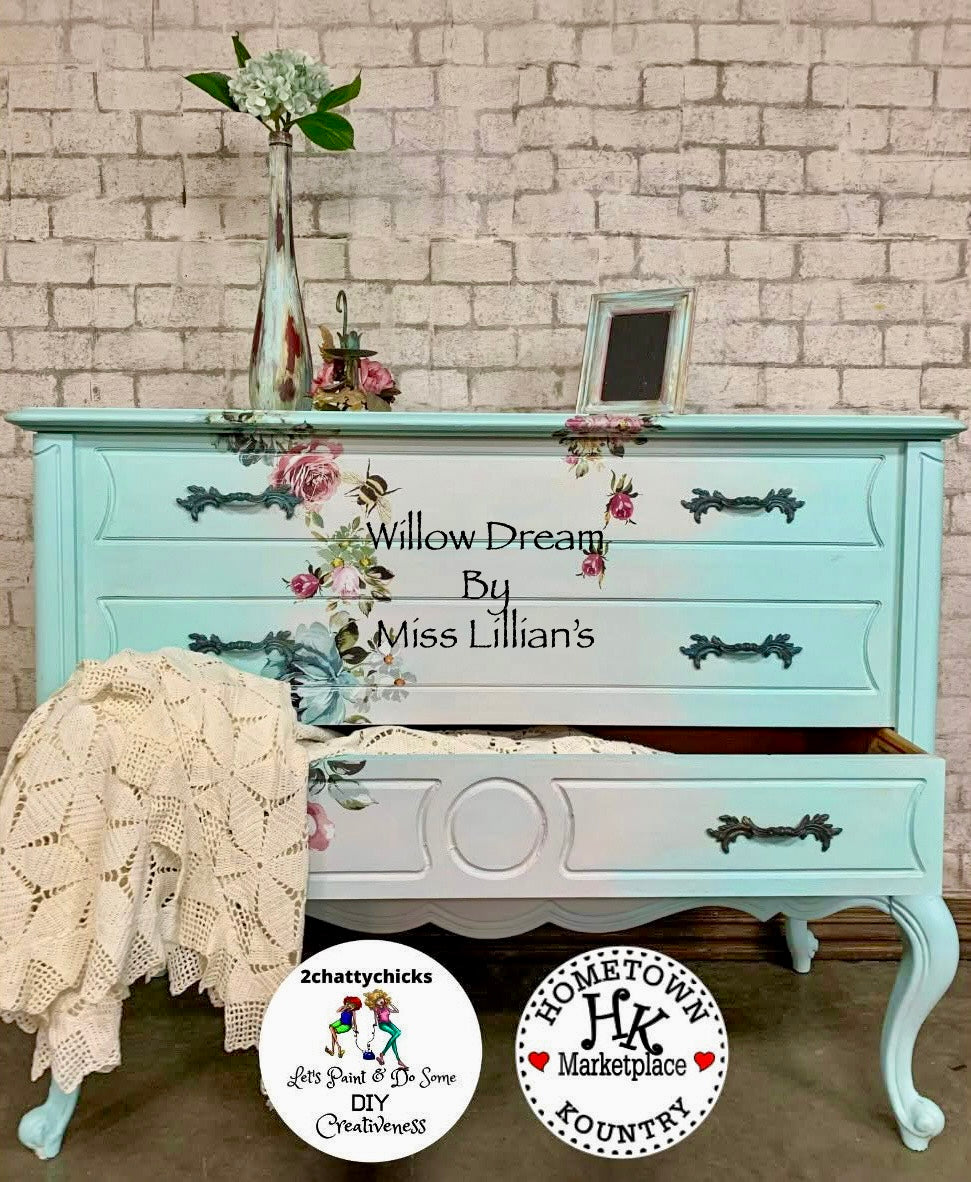 Willow Dream – soft muted aqua teal chalk style paint | Miss Lillian’s NO WAX Chock Paint Totally Turquoise & Teal Collection