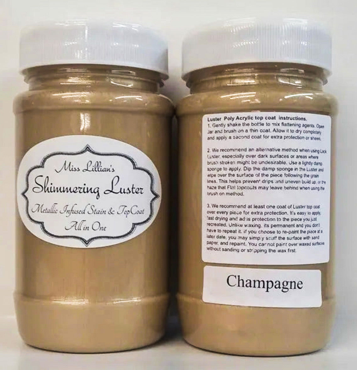 Champagne Metallic Shimmering Luster Topcoat-Miss Lillian’s Semi-Gloss Protective Finish