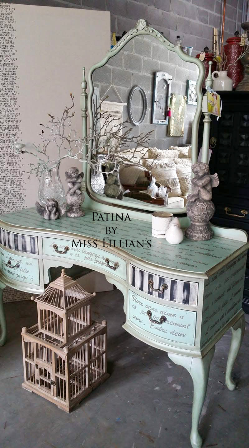 Patina – Muted green with soft blue undertones chalk style paint | Miss Lillian’s NO WAX Chock Paint Glowing Greens Collection