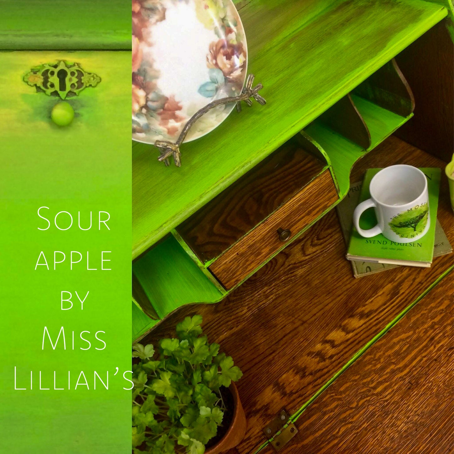 Sour Apple – Bright Lime Green Chalk Style Paint | Miss Lillian’s NO WAX Chock Paint Glowing Greens Collection