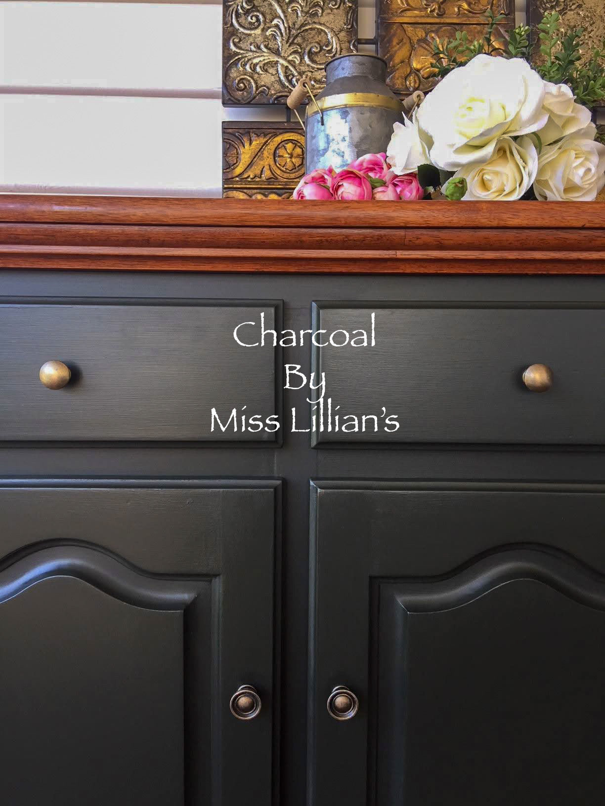 Charcoal – moody gray-black with green undertone chalk style paint | Miss Lillian’s NO WAX Chock Paint Bold Blacks & Browns Collection