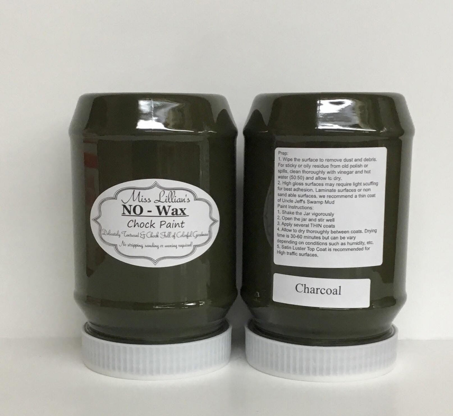 Charcoal – moody gray-black with green undertone chalk style paint | Miss Lillian’s NO WAX Chock Paint Bold Blacks & Browns Collection