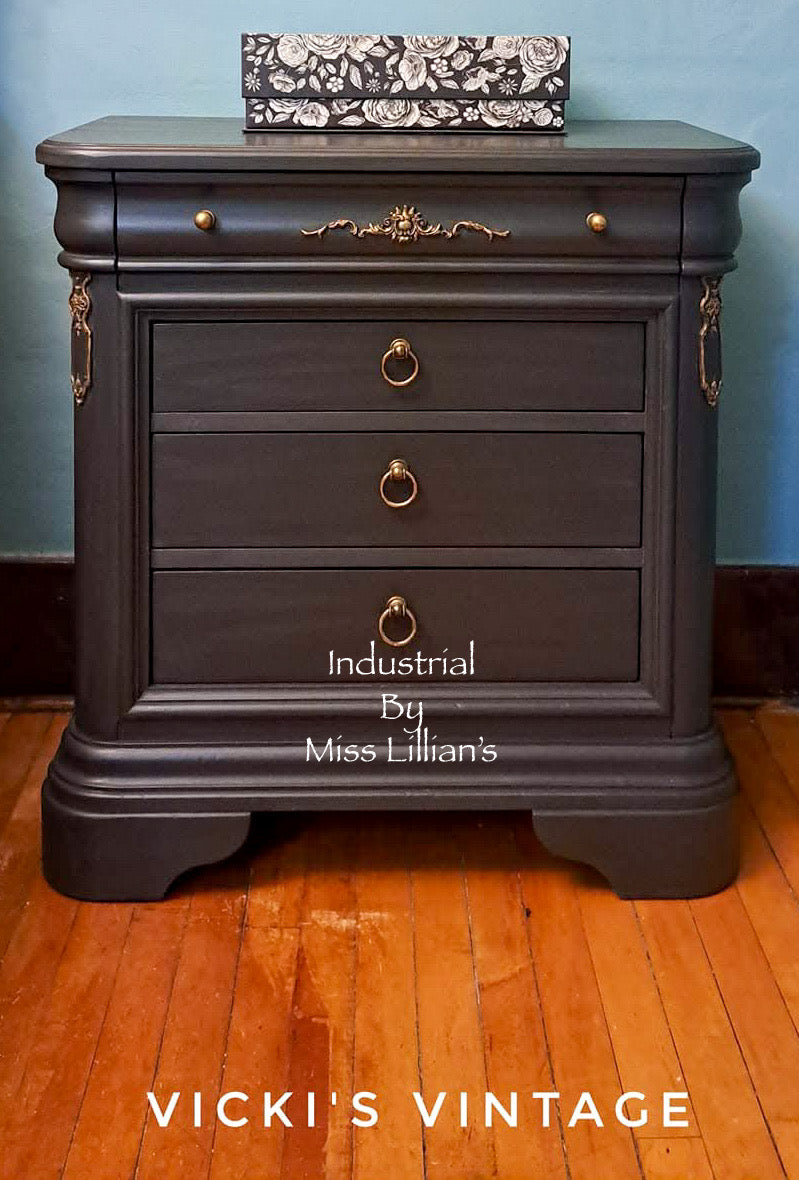 Industrial – deep graphite black chalk style paint | Miss Lillian’s NO WAX Chock Paint Bold Blacks & Browns Collection