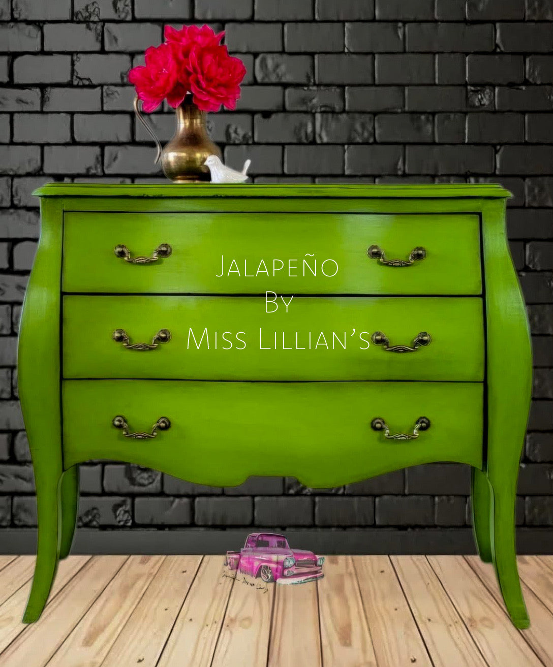 Jalapeño – bold, spicy lime green chalk style paint | Miss Lillian’s NO WAX Chock Paint Glowing Greens Collection