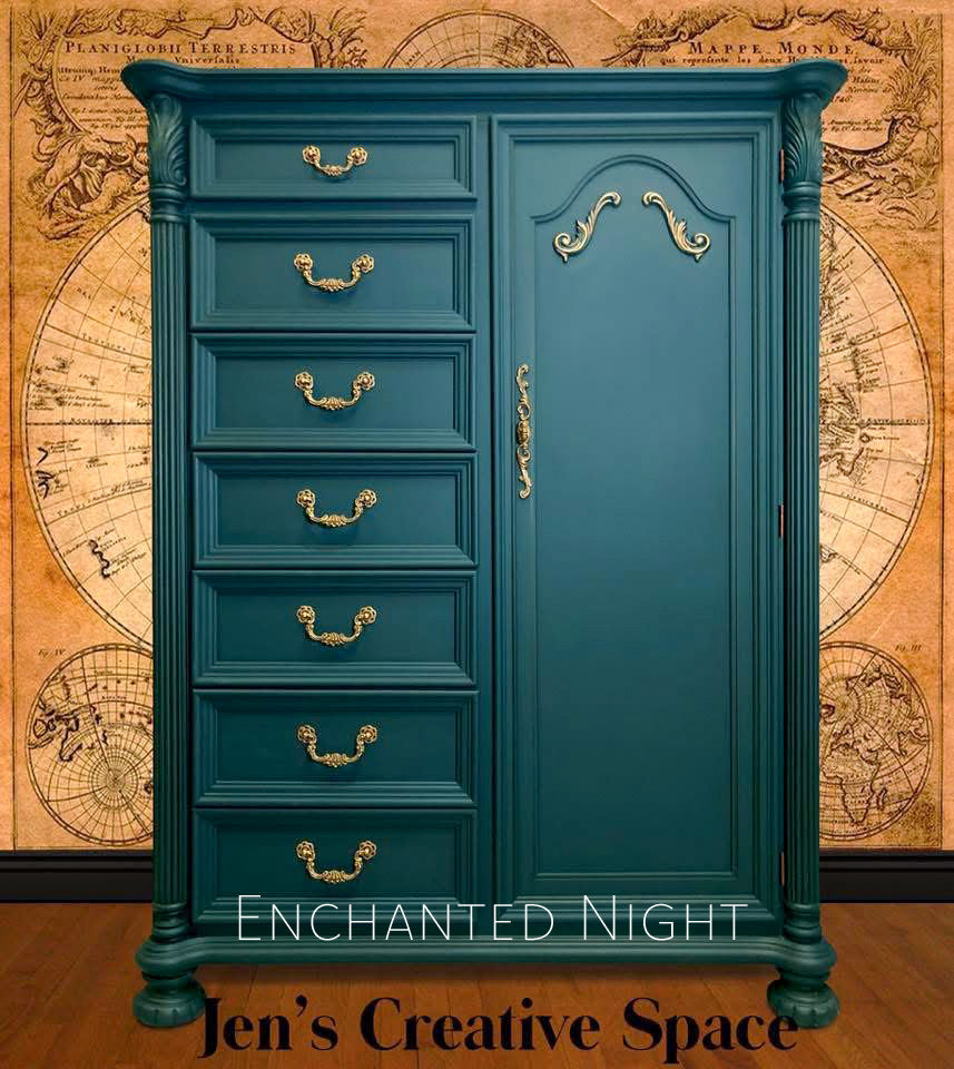 Enchanted Night – deep midnight teal navy chalk style paint | Miss Lillian’s NO WAX Chock Paint Beautiful Blues Collection