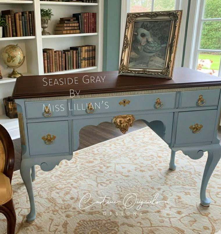 Seaside Gray – soft aqua gray chalk style paint | Miss Lillian’s NO WAX Chock Paint Gorgeous Grays Collection