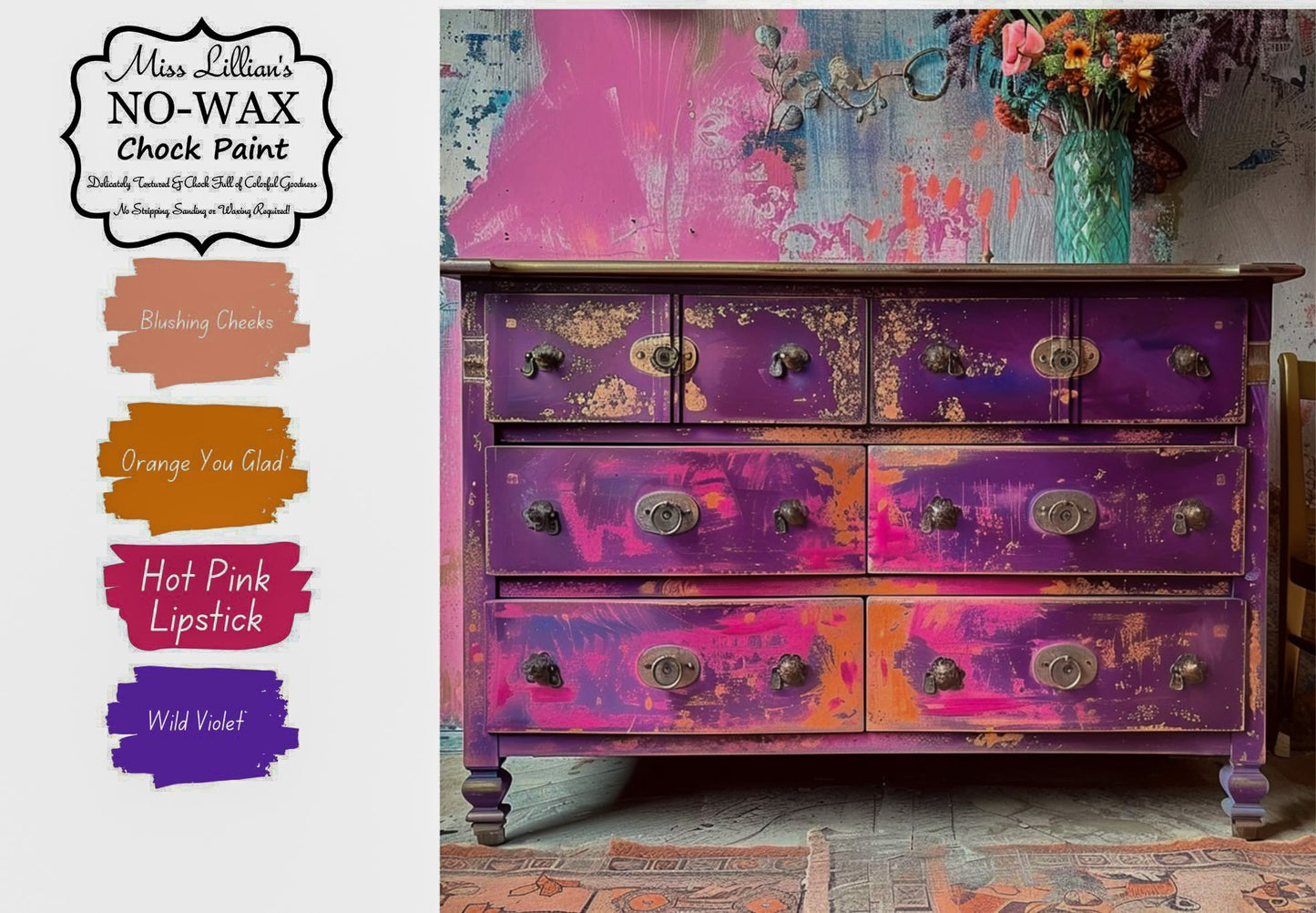 Blushing Cheeks- Soft Blush Pink Chalk Style Paint | Miss Lillian’s Perfect Pinks & Rich Reds NO WAX Chock Paint Collection