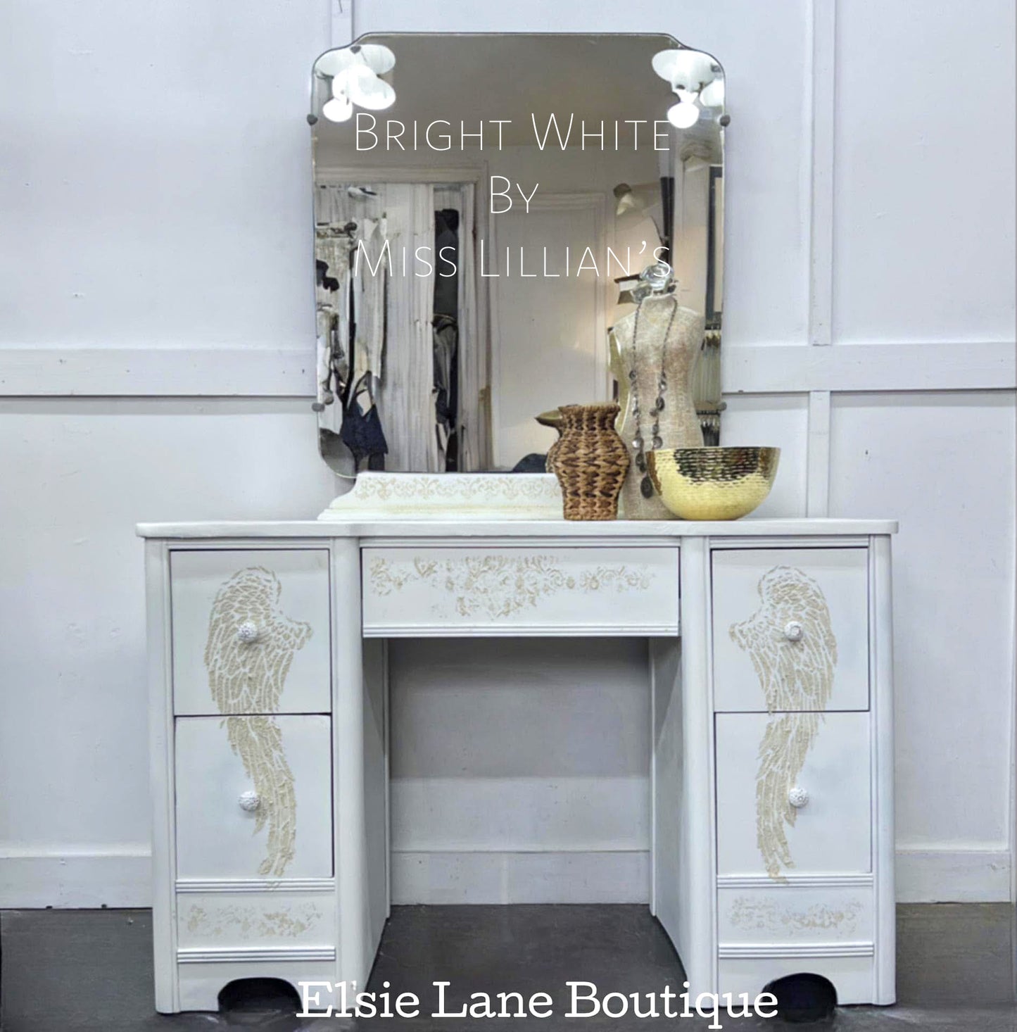 Bright White – crisp pure white chalk style paint | Miss Lillian’s NO WAX Chock Paint Classic Creams & Whispering Whites Collection