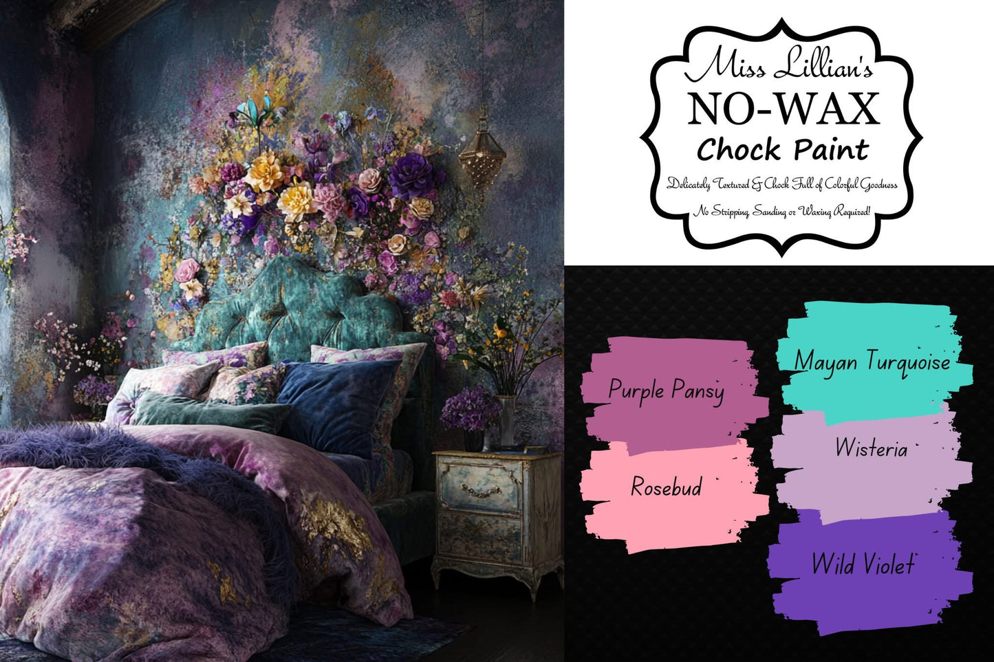 Wisteria – Soft Lavender Purple Chalk Style Paint | Miss Lillian’s NO WAX Chock Paint Passionate Purple Collection