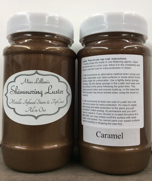 Caramel Shimmering Luster Topcoat – Miss Lillian’s Semi-Gloss Protective Finish